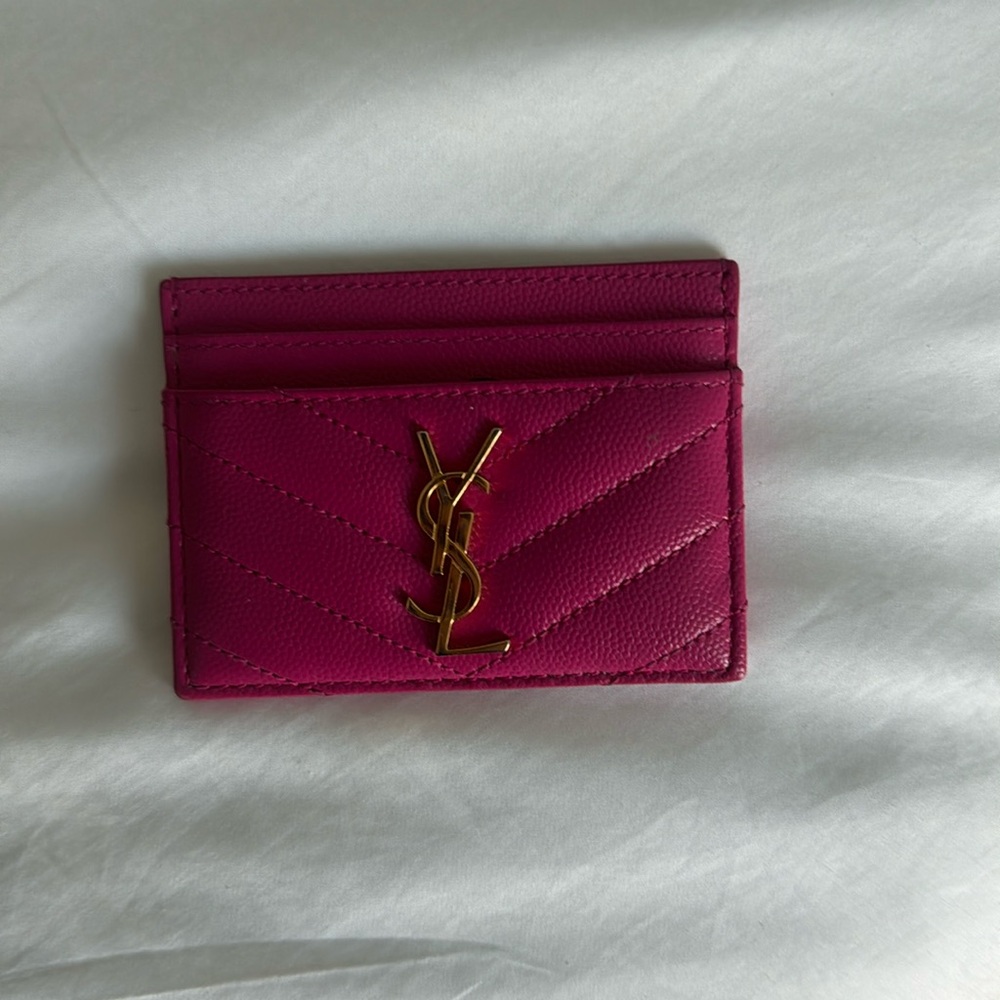 Pink YSL card holder